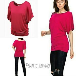 🆕⭐Cherry pink red dolman tee top⭐